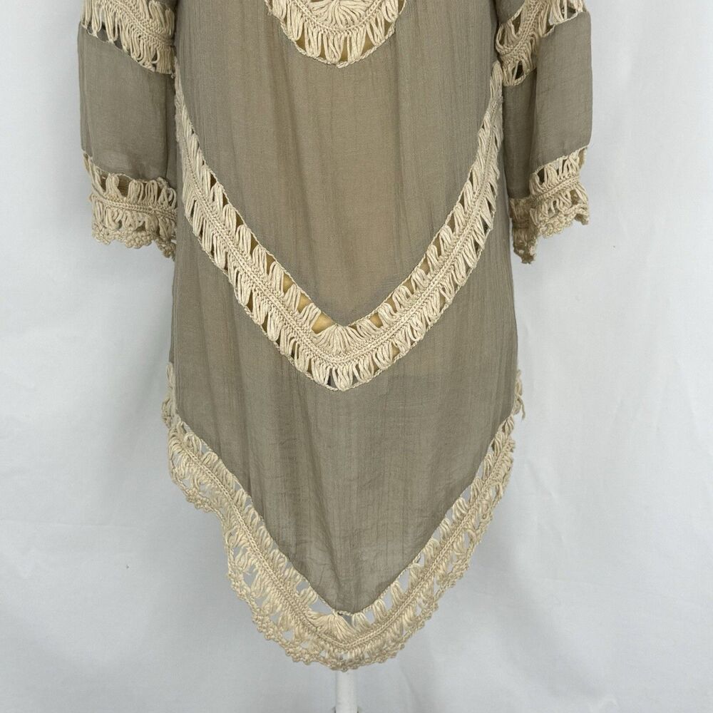 John Fashion Women’s Macrame Crochet Tunic Top Green XL Boho Festival Beachy - Picture 10 of 16